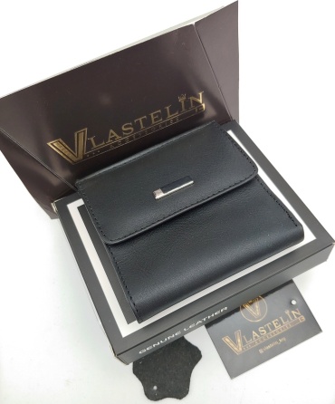 Кошелек Vlastelin металл, натуральная кожа черный