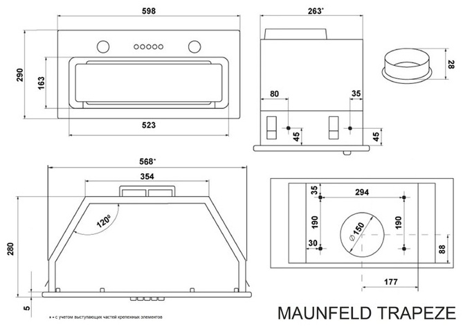 Кухонная вытяжка MAUNFELD TRAPEZE 603EM черный 2
