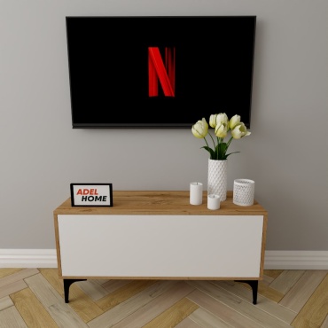 ТВ-тумба напольная Adel Home Мия AH0191, 100x50x35 см, белый, коричневый