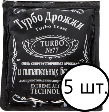 Alcotec Turbo №77 дрожжи спиртовые 5 пачек по 120 г