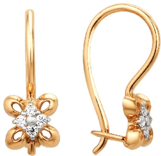 Серьги Династия 002205-1100 вес 1.07 г золото, фианит