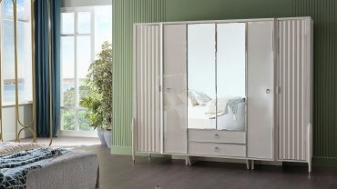 Распашной шкаф BELLONA 6 дверный Gravita fildishi, 270x222х64 см, белый