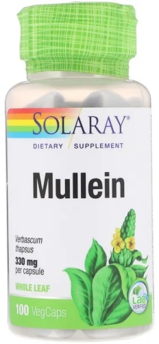 Solaray БАД Mullein, 330 mg 100 капсул