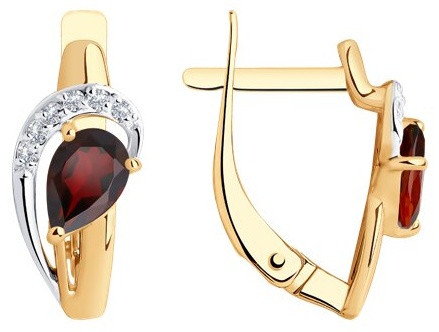 Серьги Diamant 51-320-01020-2 вес 2.14 г золото, гранат