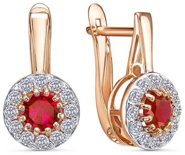 Серьги Lucente EAR-LU-585-714722 вес 3.36 г золото, гранат