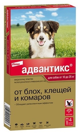 Elanco капли Адвантикс для собак от 10 до 25 кг от блох, от клещей, от власоедов