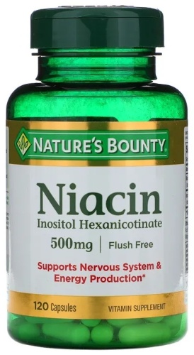 Nature's Bounty Flush Free Niacin, 500 mg 120 капсул