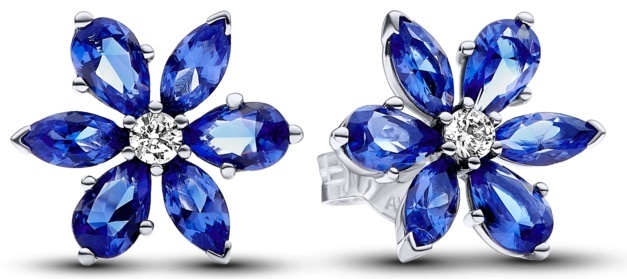 Серьги PANDORA «Синий гербарий» 292407C01 вес 2.2 г серебро, кристалл, цирконий