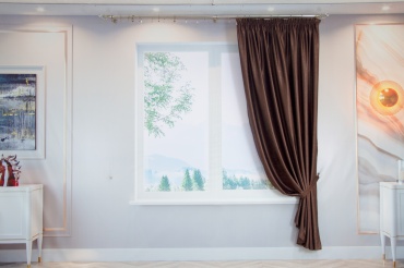 Портьеры Ажур 230x265 см 1 шт, полиэстер, коричневый