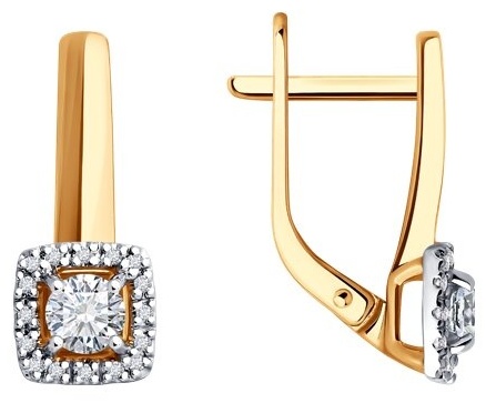 Серьги Diamant 51-220-02466-1 вес 2.84 г золото, бриллиант