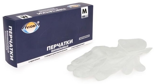 AVIORA перчатки 402-638 М белый 100 шт