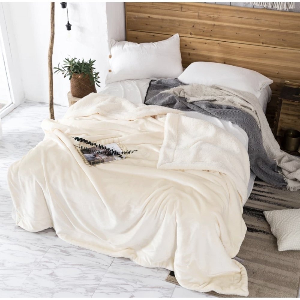 Плед ZEPHYR HOME Барашка 200х230 см, велюр, плюш, белый