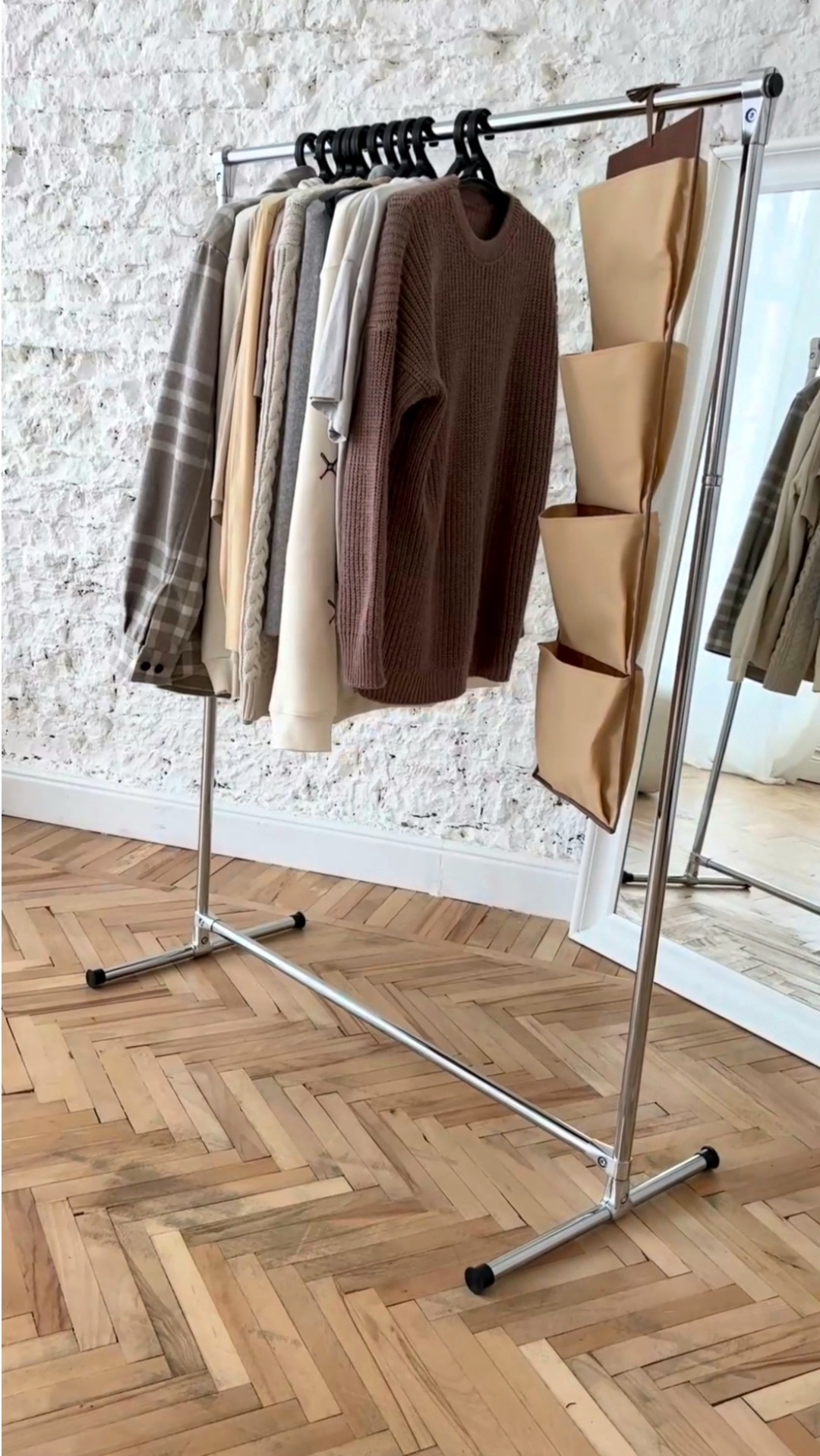 Вешало напольное для одежды 3 КОРПУСНАЯ МЕБЕЛЬ К10, 150x110x40 см, серебряный, хром сатиновый