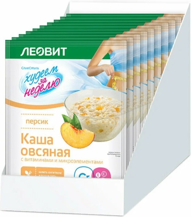 Купить Леовит Худеем за неделю Каша овсяная Персик с витаминами и ...