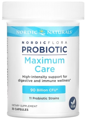 NORDIC NATURALS пробиотик Nordic Flora Probiotic, Maximum Care, 90 Billion CFU 30 капсул