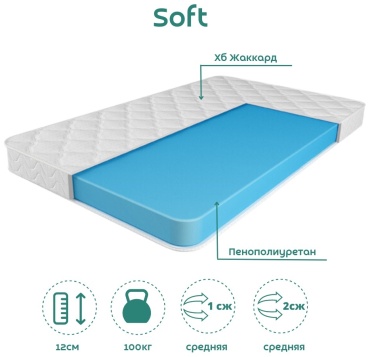 Матрас KeremetRoom Soft, 80x200x12 см