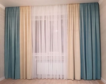 Комплект Viva Lux 400x270 см 2 шт, бархат, голубой, бежевый
