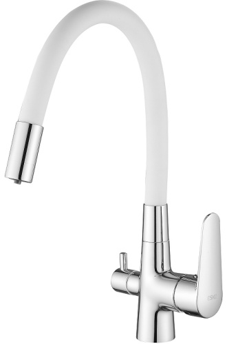 Смеситель с гибким изливом ESKO Coral CL 03 W, латунь, цвет белый, хром