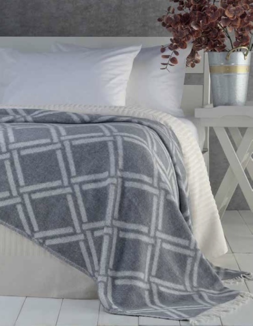 Плед PAVIA HOME 150х200 см, хлопок, полиэстер, белый, серый