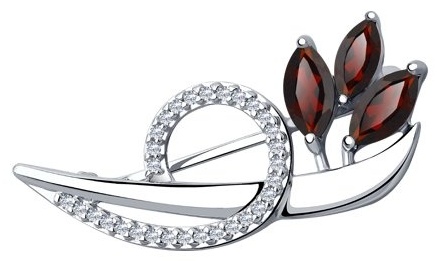 Брошь Diamant 94-340-00702-1 вес 2.71 г серебро, гранат