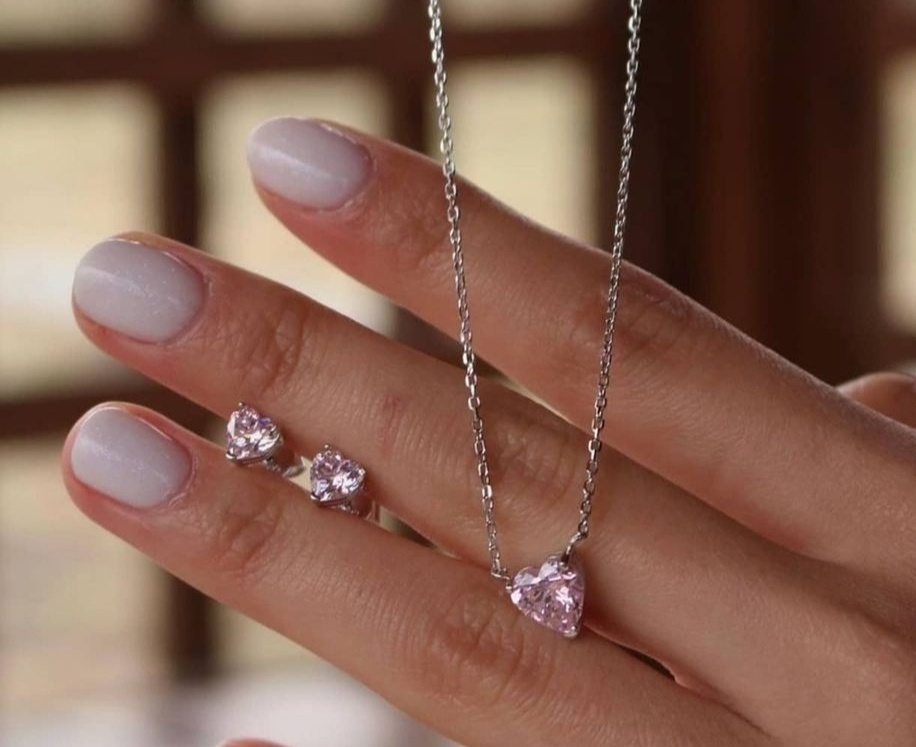 ARZA GOLD Розовое сердце вес 4 г серебро, циркон
