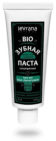 Levrana зубная паста Bio Hard mint black charcoal papain 75 мл