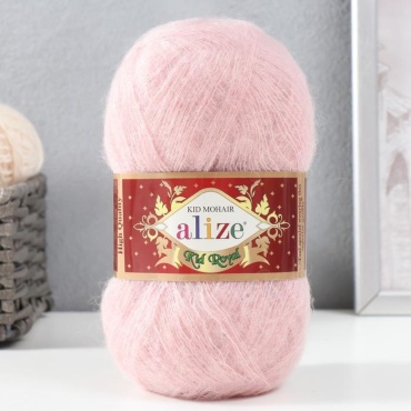 Моток Alize Пряжа "Kid Royal 50" 62% мохер, 38% полиамид 500м/50гр (161 пудра) 1685345,1685345 розовый 500 м 50 г