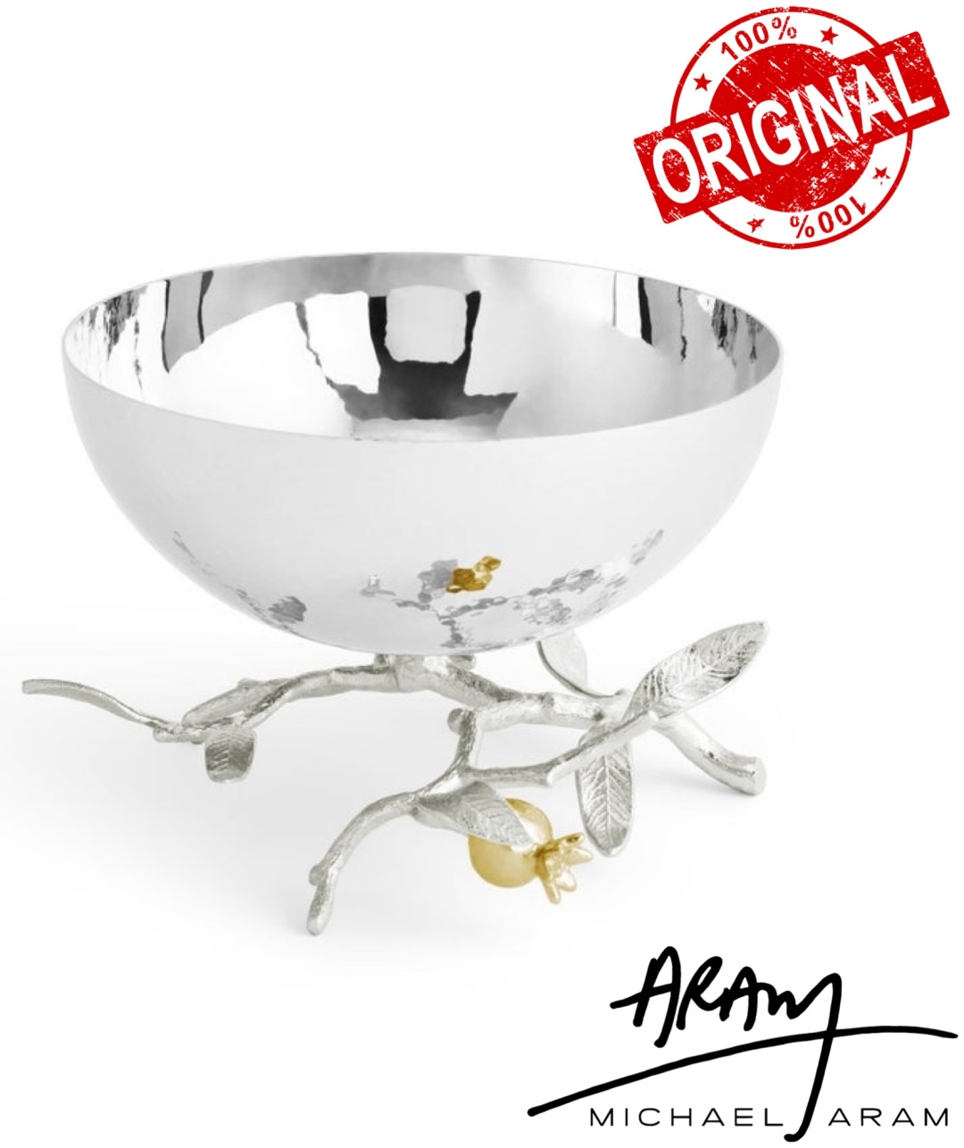MICHAEL ARAM фруктовница Pomegranate Silver & Gold круглая 1 шт
