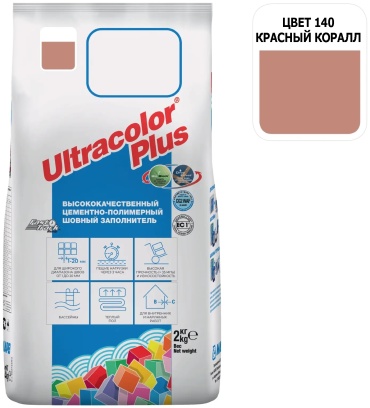 Mapei ULTRACOLOR PLUS 2 кг, цвет красный коралл 140