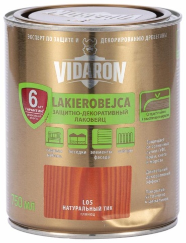 Vidaron Лакобейц алкидная основа натуральный тик, 0.75 л