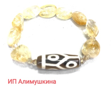 Браслет длина 18 см агат, цитрин, агат, цитрин