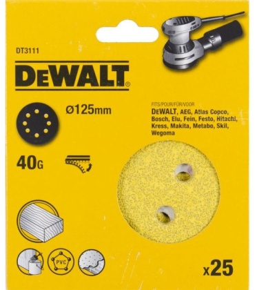Шлифовальный круг DeWALT 125 мм, войлок, шерстяной Р40 25 шт