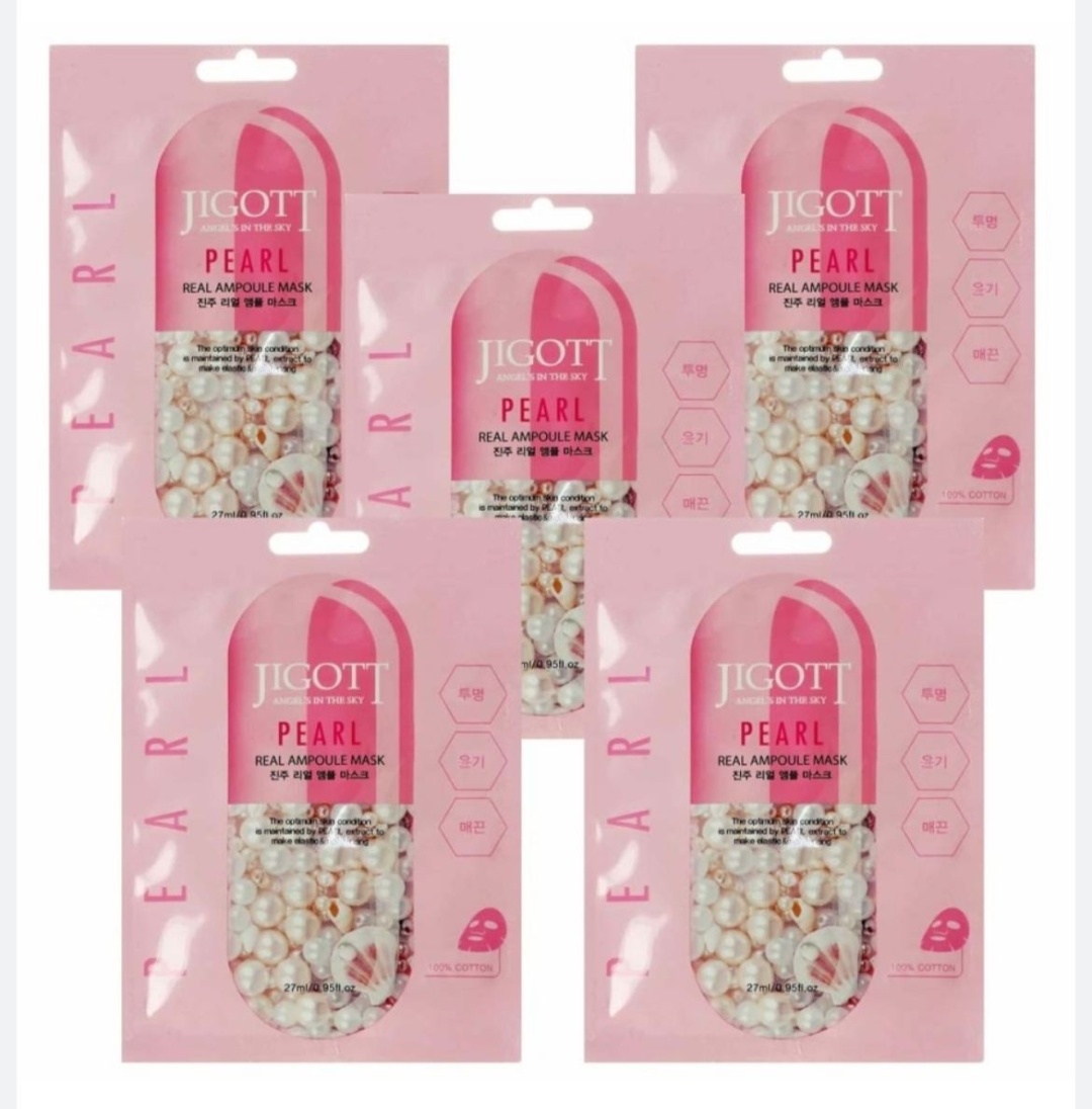 Маска для лица JIGOTT тканевая Pearl Real Ampoule Mask 5 шт