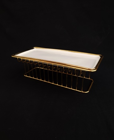 Блюдо ROYAL CROWN 11х30 см, керамика, металл, 1 шт