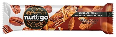 Nut&Go батончик ореховый миндаль и пекан в мягкой карамели с морской солью 1 шт