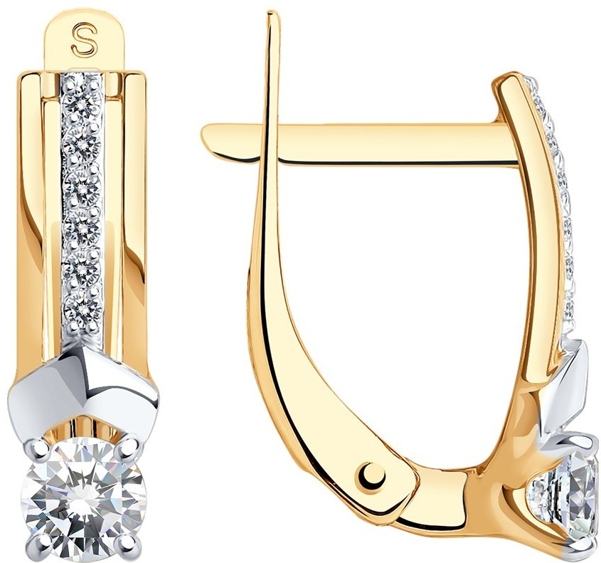 Серьги SOKOLOV EAR-SO-585-482555 вес 1.67 г золото, фианит