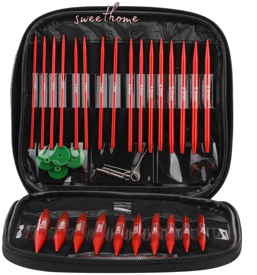 Спицы Hobby&Pro Red01 круговые 3, 3.25, 3.5, 3.75, 4, 4.5, 5, 5.5, 6, 7, 8, 9, 10 13 шт