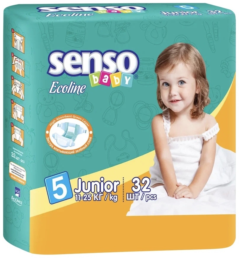 Купить Подгузники SENSO BABY Eco 5, 32 шт в Алматы – Магазин на Kaspi.kz