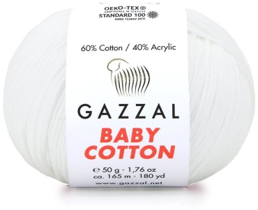 Моток GAZZAL Baby Cotton белоснежный 165 м 50 г