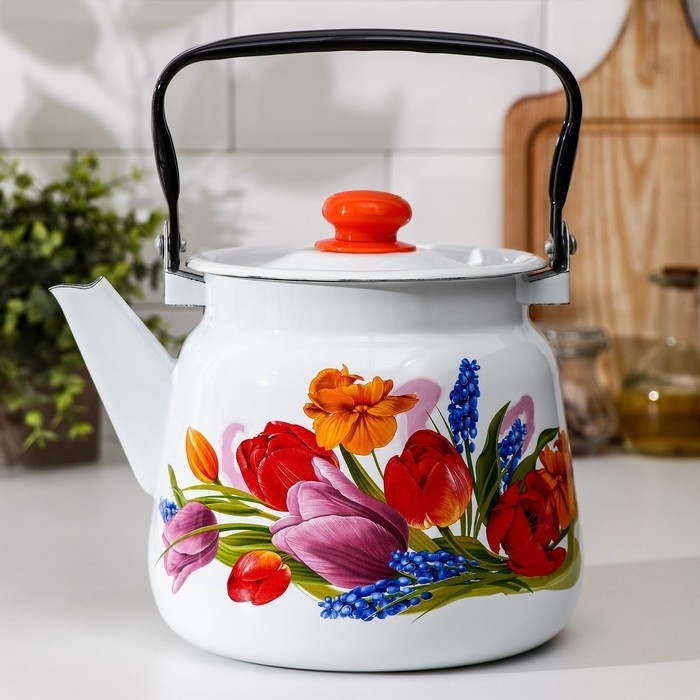 Сибирские товары чайник Тюльпан Май 5177629 3.5 л, эмалированная сталь