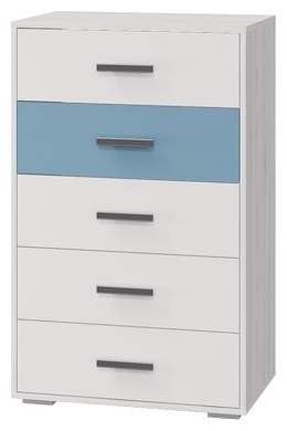 Комод MLK Стич, 67x42x107 см, белый, серый, голубой