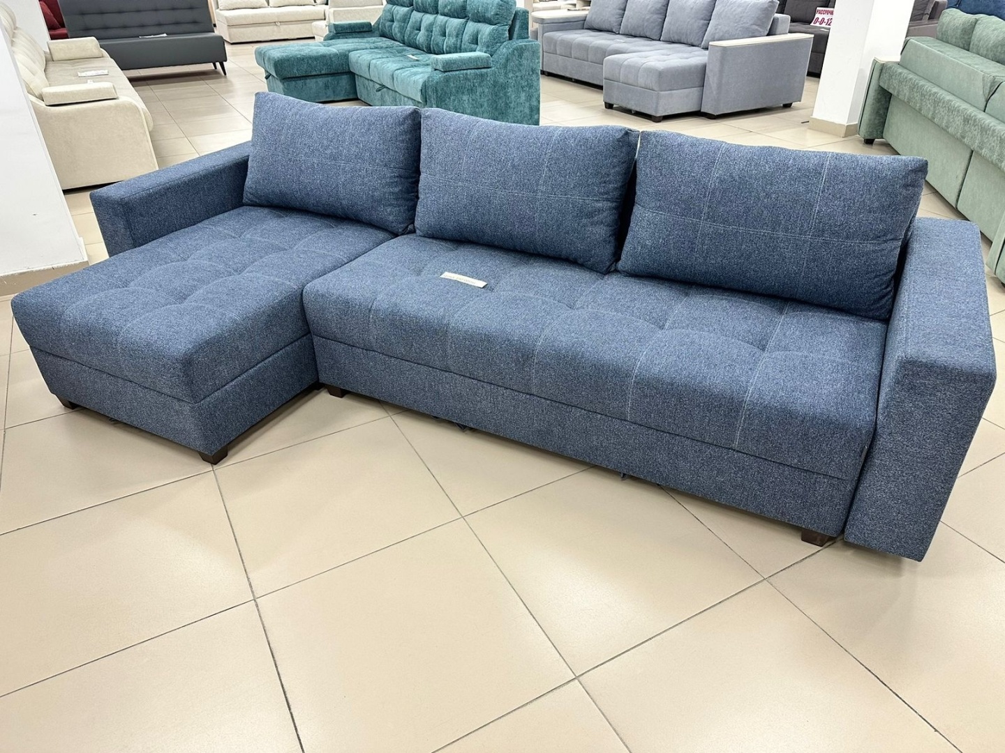 Купить Soft market premium диван, обивка велюр, 70x285x70, синий в ...