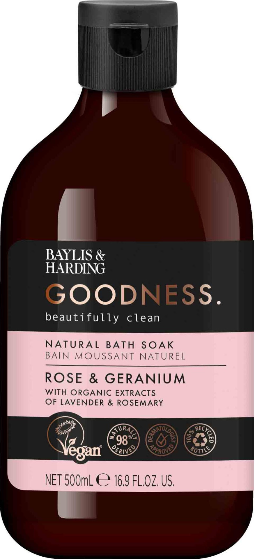 BAYLIS & HARDING Goodness Rose Geranium Bath Soak пена для ванны 500 мл