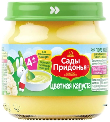 Детское пюре Сады Придонья цветная капуста 80 г, с 4 месяцев