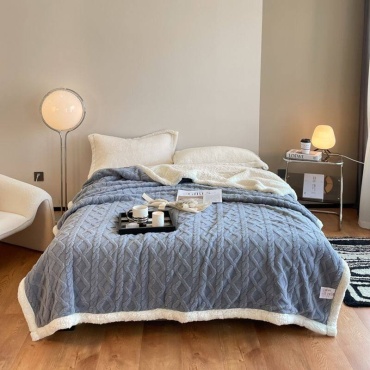 Плед AN Home 190х210 см, полиэстер, голубой