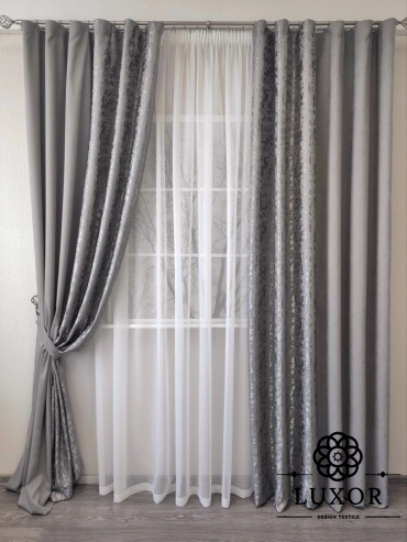 Комплект LUXOR Textile 500x280 см 2 шт, сетка, петек, серый