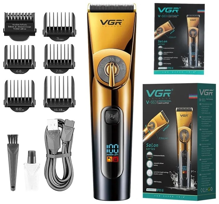VGR Professional машинка для стрижки V-663 черный, желтый