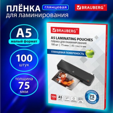 Пакетная пленка Brauberg 530898, 100 шт, прозрачный