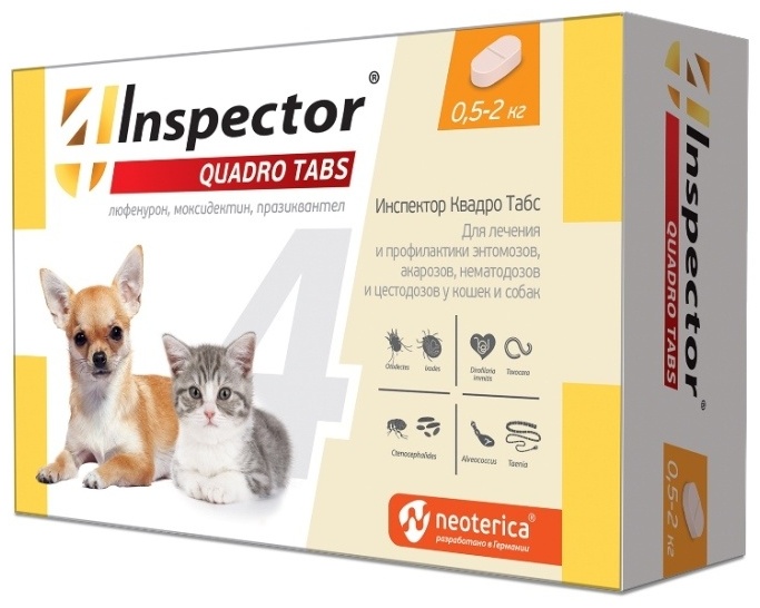 Купить Средство Inspector Quadro Tabs для кошек и собак от блох, от ...