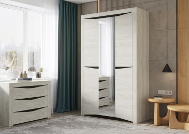 Распашной шкаф DOMA Pola, 137.6x220х53.2 см, белый, серый